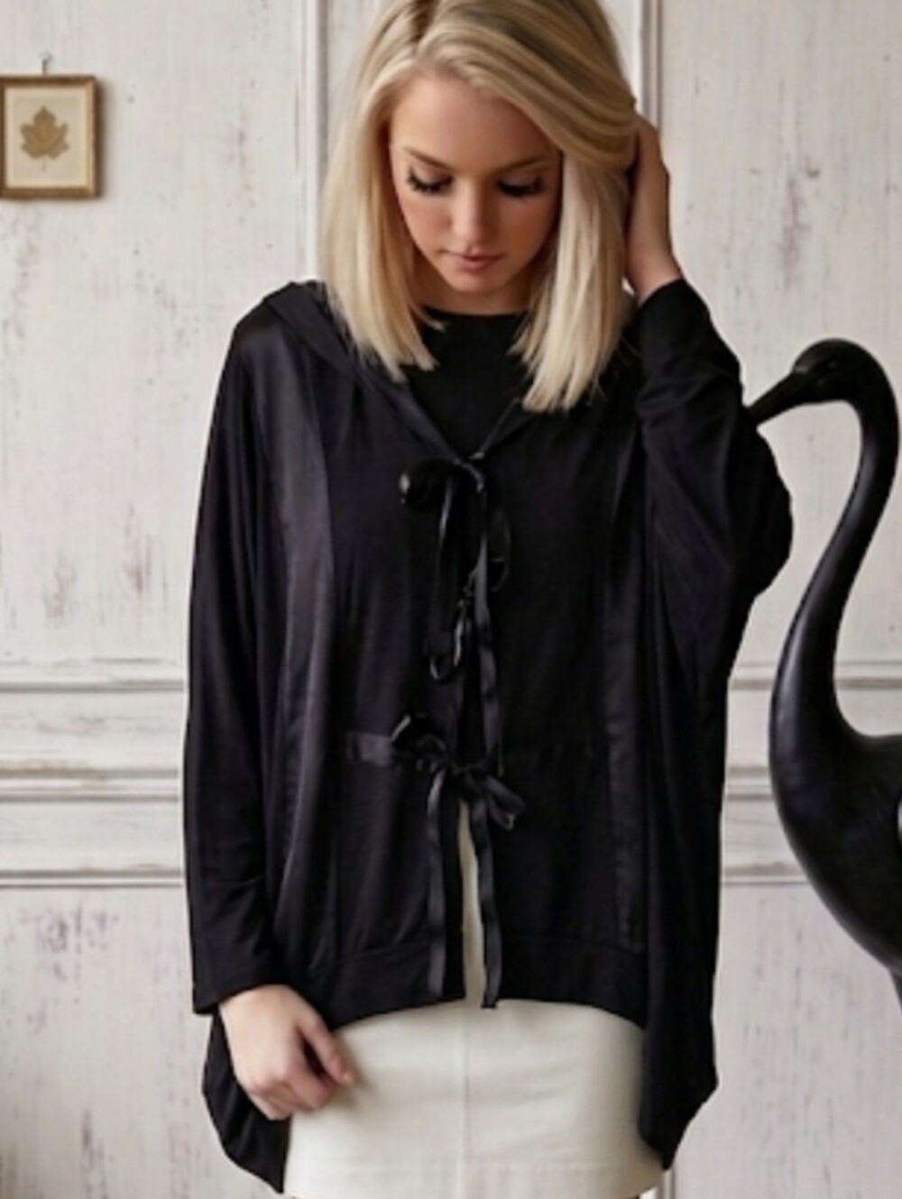 Vintage Whimsigoth Coquette Carole Little Jacket Plus Size 14W Black Hooded